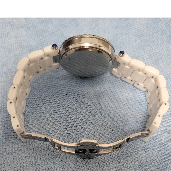 Le Chateau White and Silver Watch with Crystal Accents - Picture 4 of 10